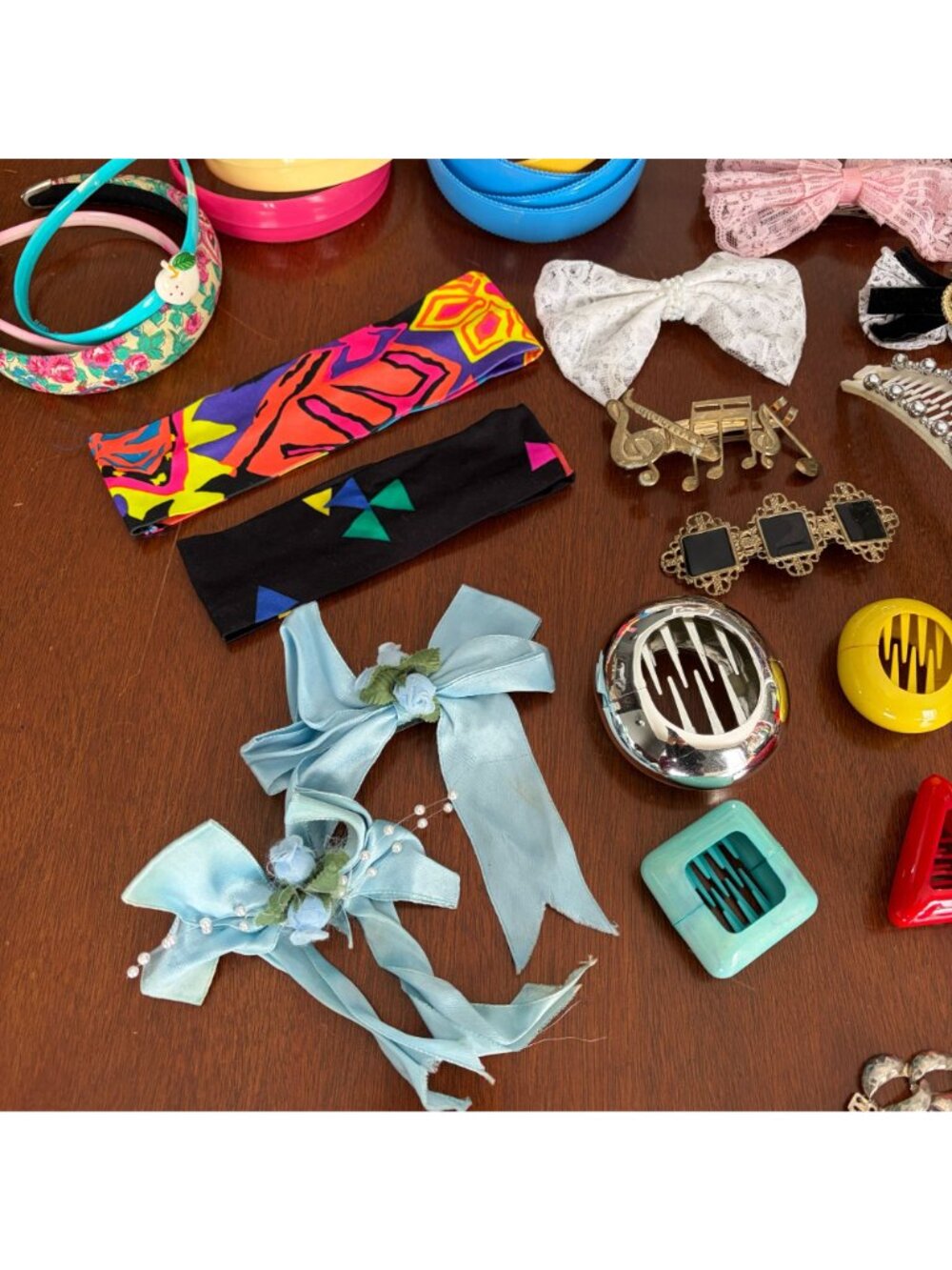 Vtg 1980s Hair Accessories Lot Madonna Banana Clips Bows Barrettes Headbands - Picture 4 of 16
